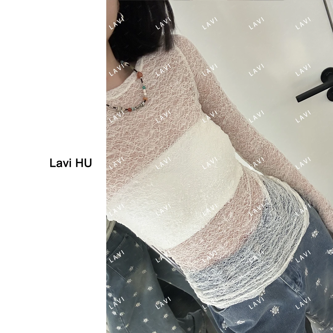 雾里看花 时尚蕾丝气质设计师百搭打底8008