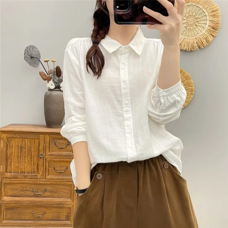 双层棉纱短袖衬衫女夏装百搭薄款显瘦单高品质柔软亲肤透气棉上衣