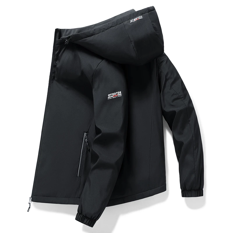 秋冬男休闲薄款夹克帽子可脱卸时尚夹克外套