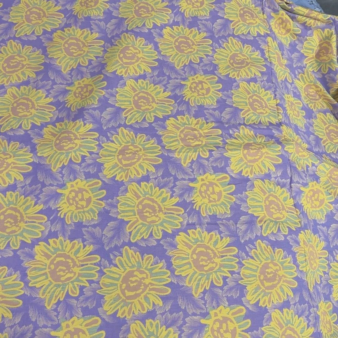 紫色向日葵 1.6米布头 幅宽2.55米 纯棉双层纱面料 布头