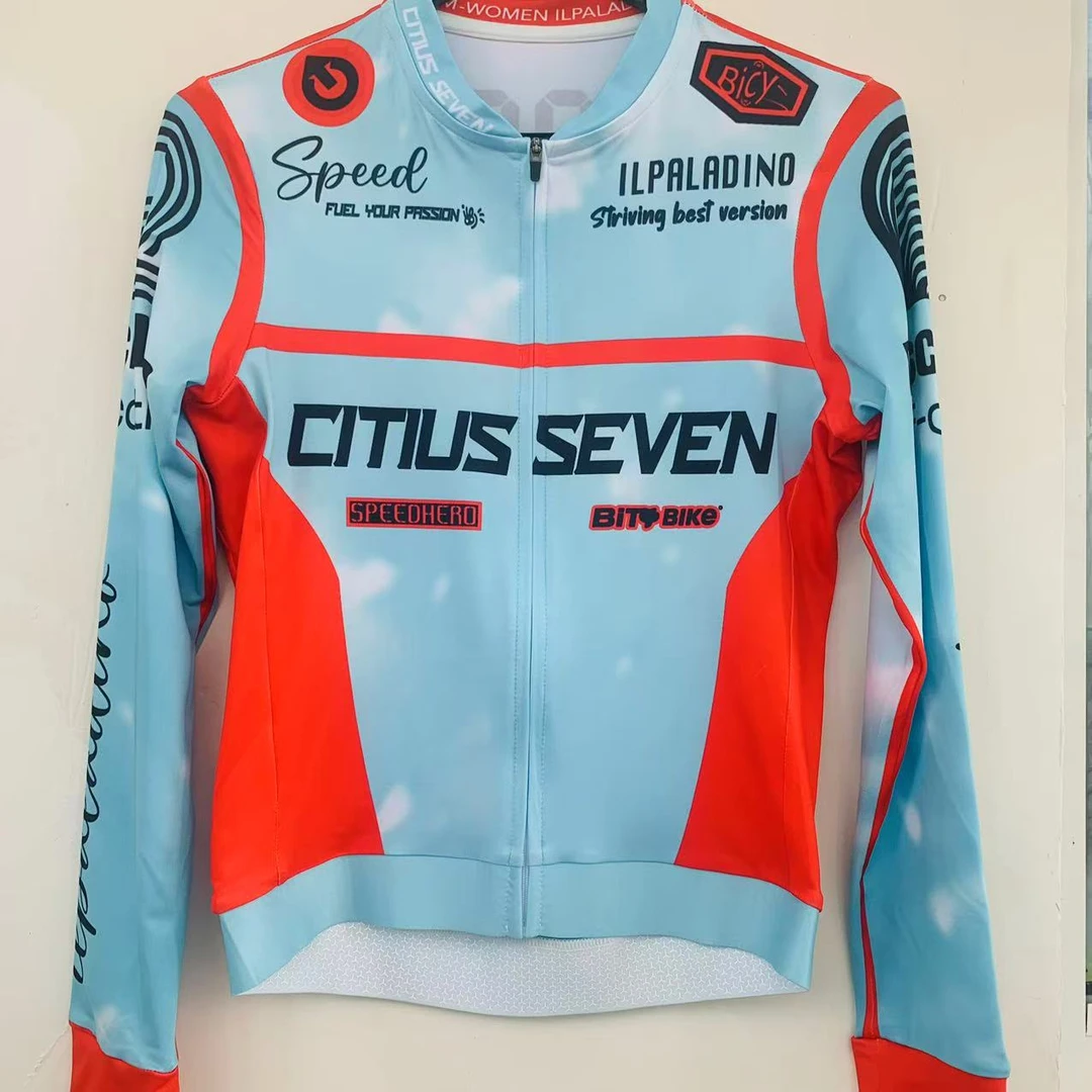 SQ 1880【蓝红竞技版短款牛奶丝】骑行服高弹薄款男士女士