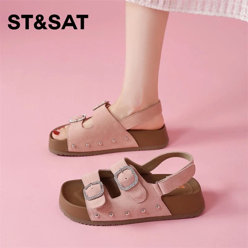 星期六厚底勃肯凉鞋女2025夏季新款鞋子外穿运动沙滩罗马凉鞋厚底