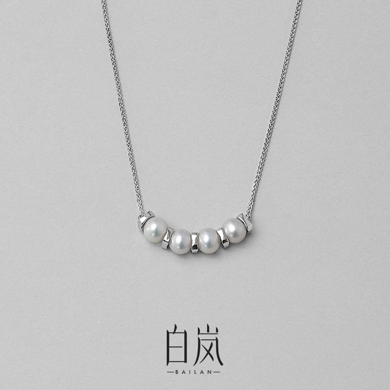 白岚间珠珍珠项链女春夏S925银新款轻奢小众设计感坠链XL2774