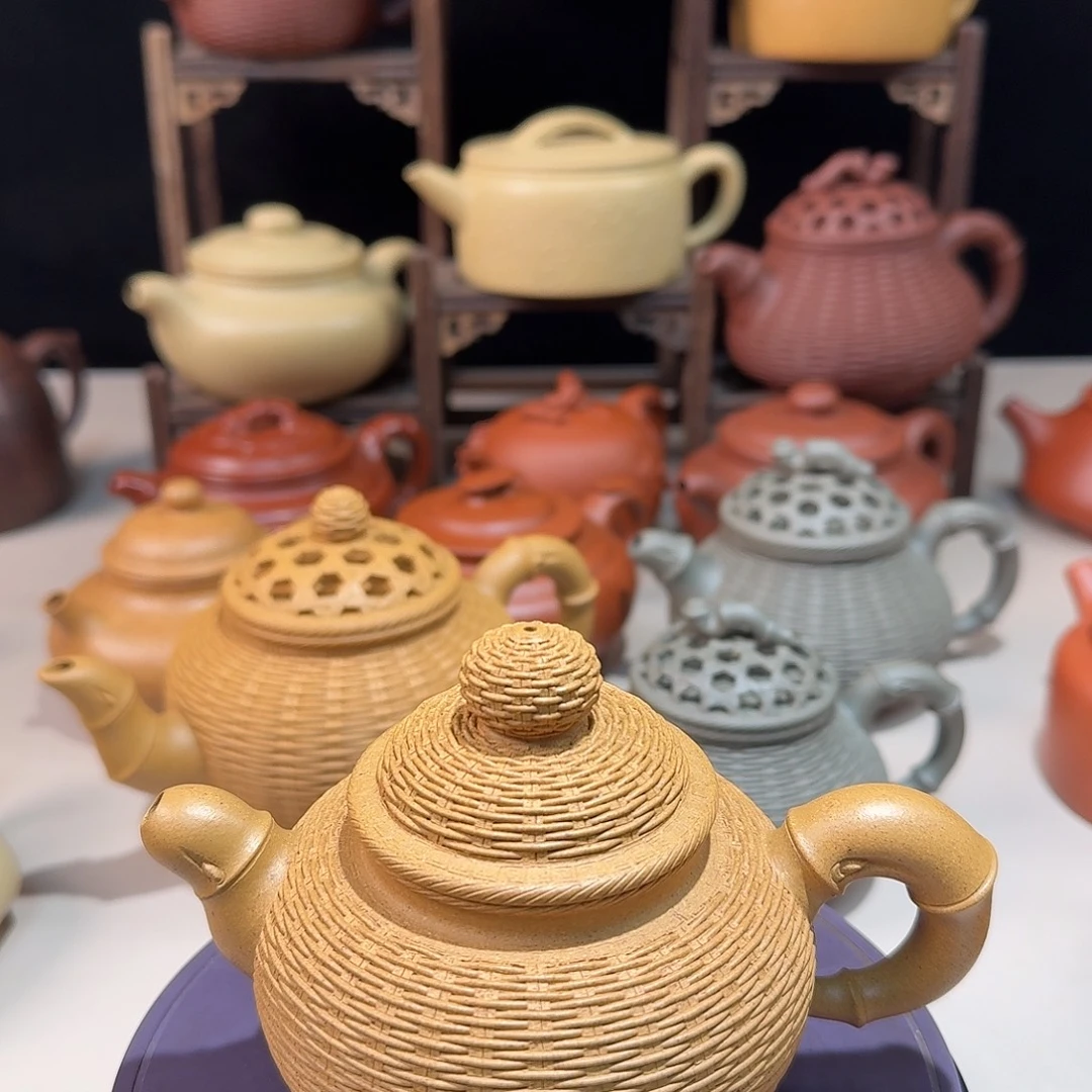 .***友紫砂茶壶原矿竹编大彬款壶