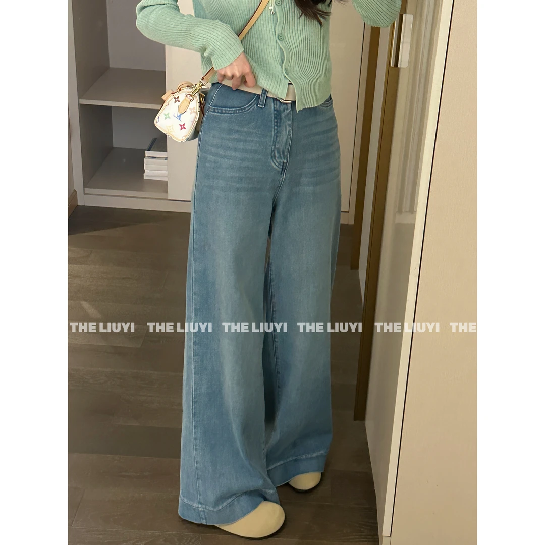 【LIUYI】高分牛仔~春季高腰显瘦A字牛仔裤52232