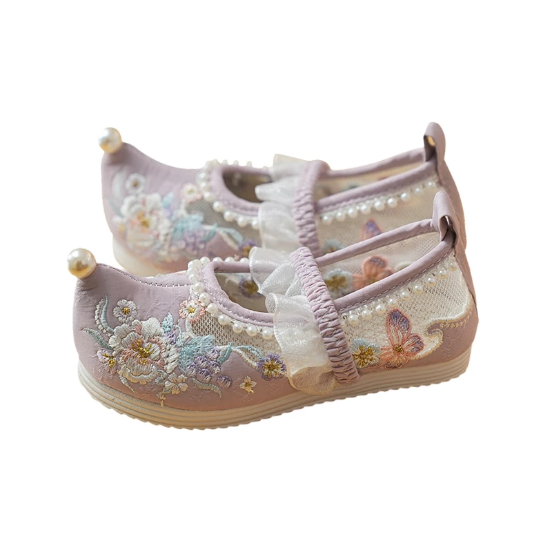 西子问汉服绣花鞋【虞荔-芋芍】原创春季新品同款百搭复古鞋刺绣鞋