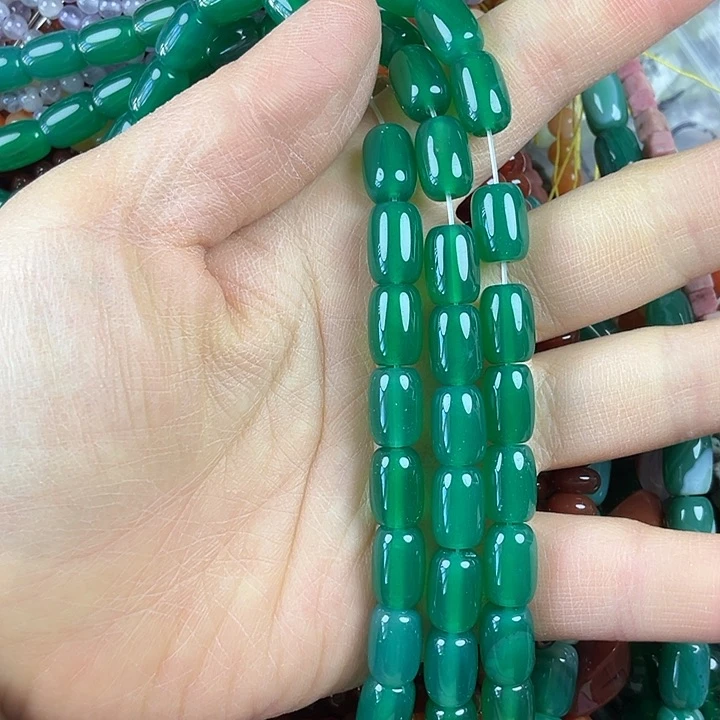 查罗石散珠合金卡8*12绿玛一条