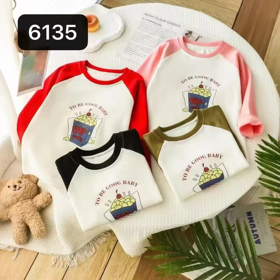 锦宝贝儿童春款高克重长袖休闲T恤（爆米花）6135