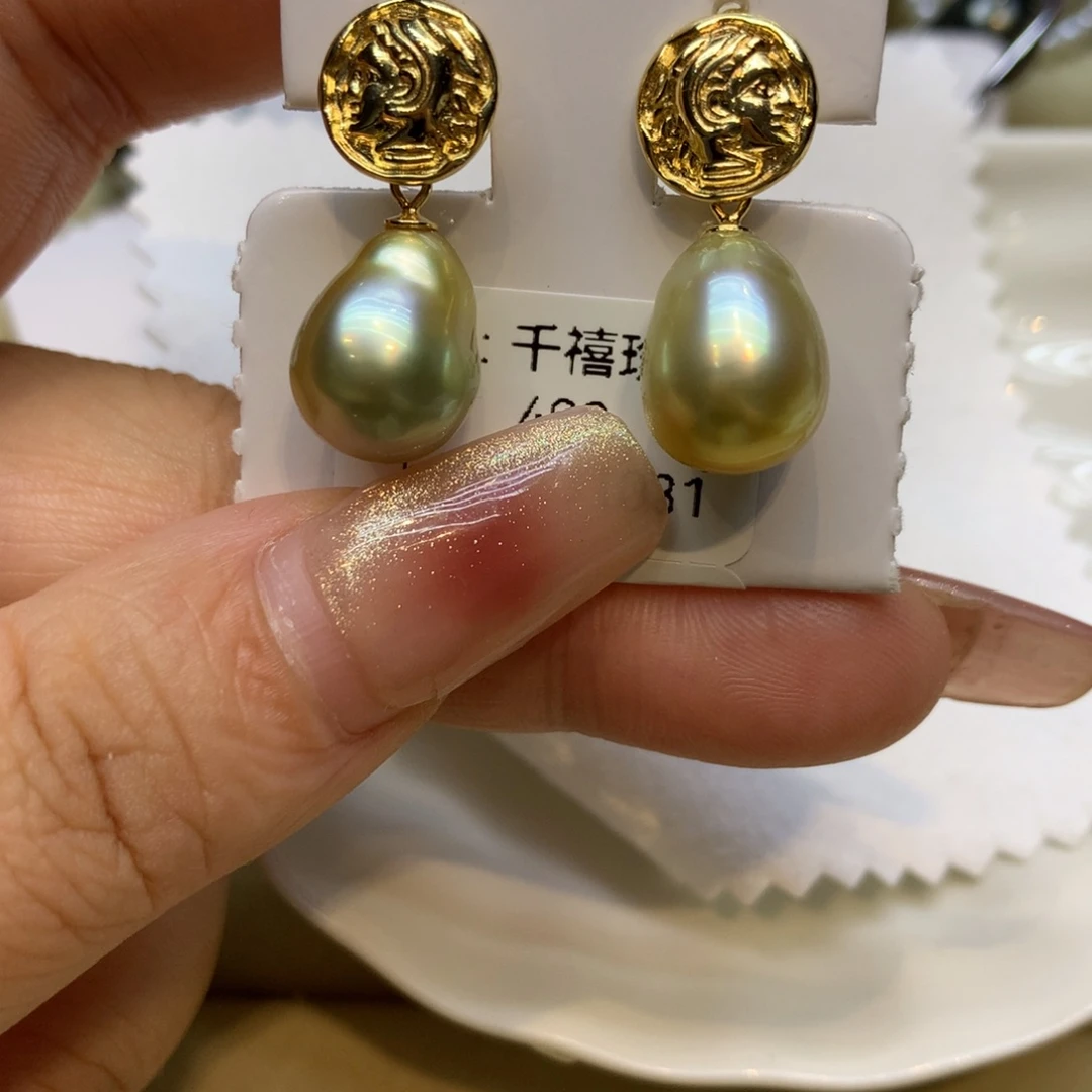 银S925镶嵌耳饰海水珍珠