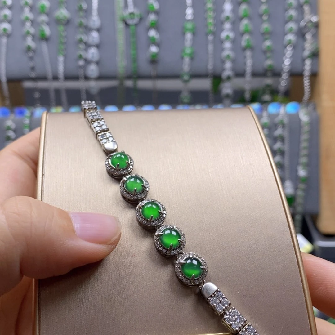 颈饰银S925镶嵌翡翠光****?6mm