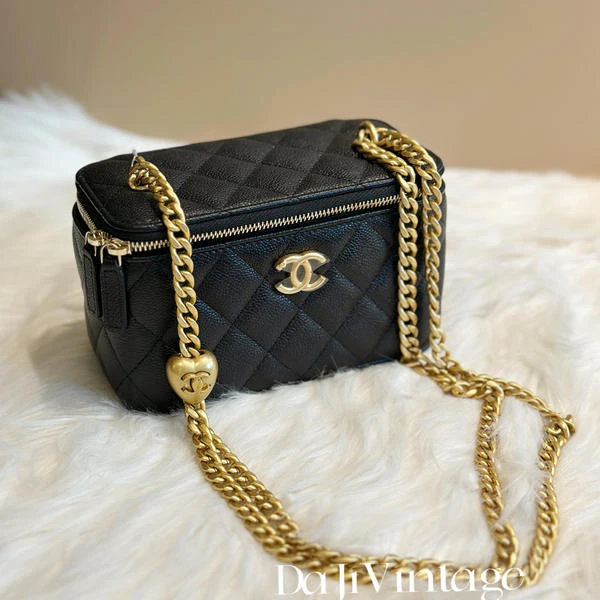 大吉中古/Chanel香奈儿黑金爱心金球长盒子斜挎包