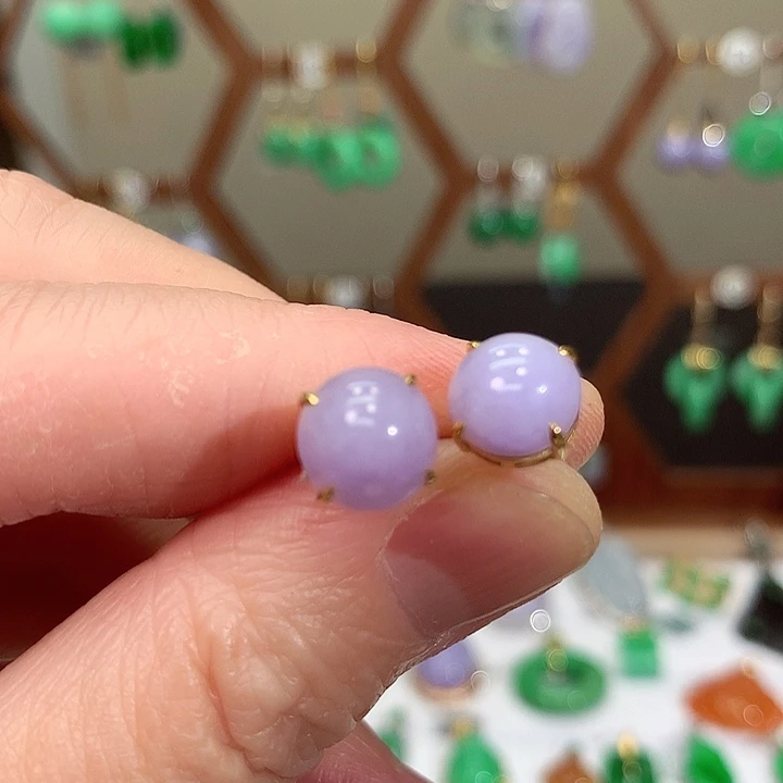 18K金镶嵌翡翠耳饰天然