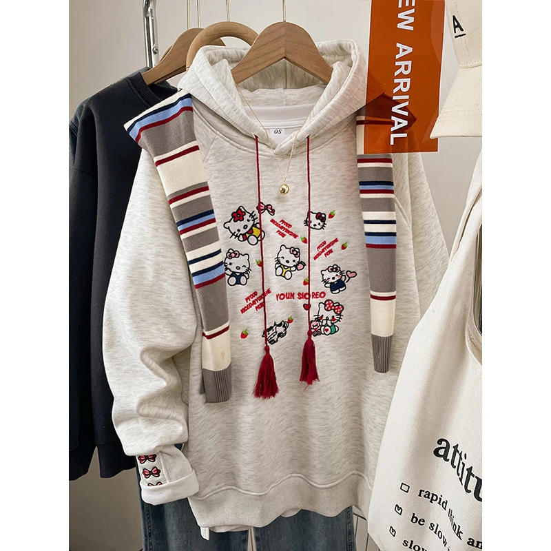 2025新款胖mm大码刺绣连帽卫衣女款宽松oversize加绒加厚秋冬上衣