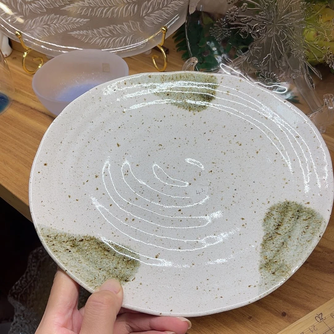 瓷片粗陶椭圆大盘菜盘39