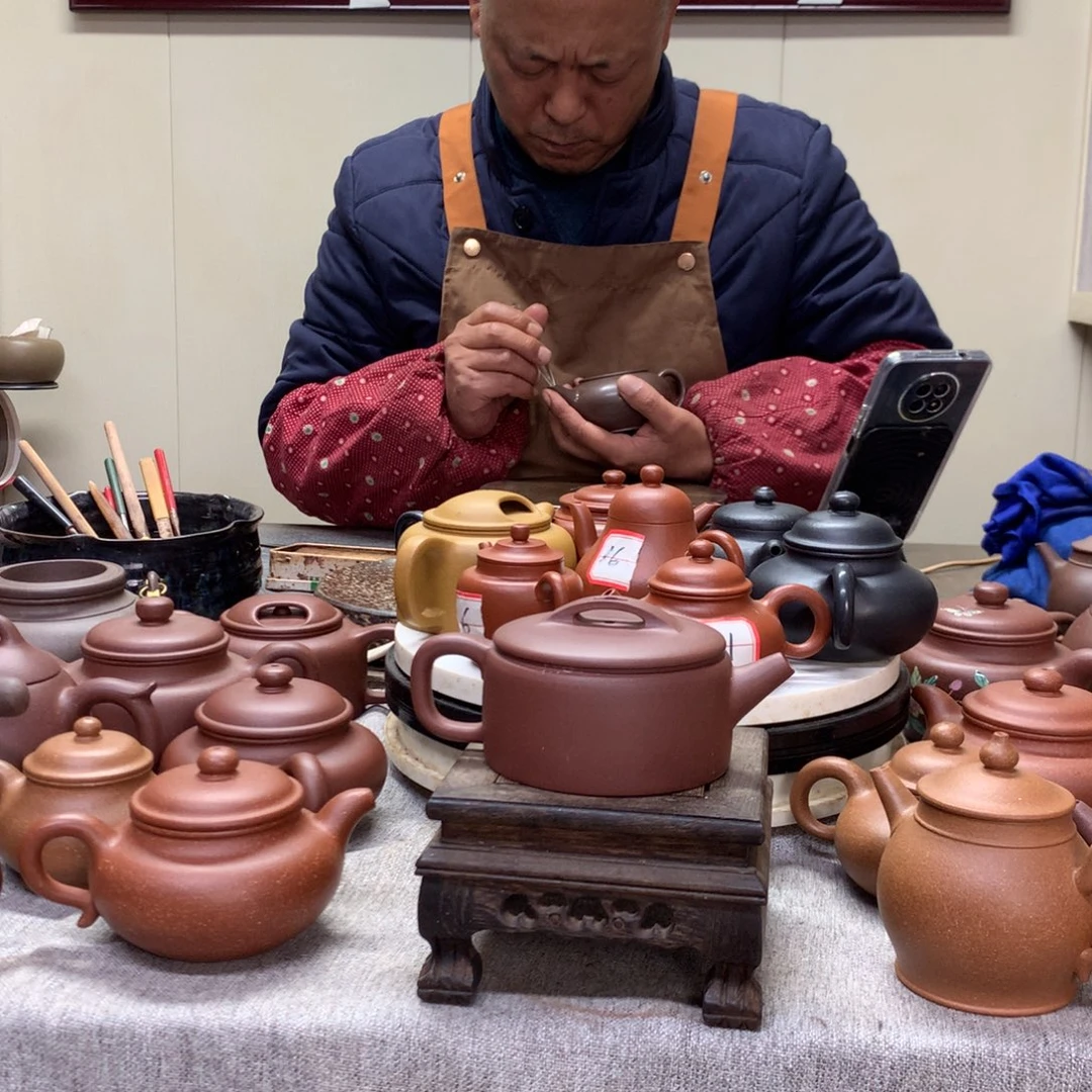 茶壶紫泥平底汉瓦180 C半手工制作