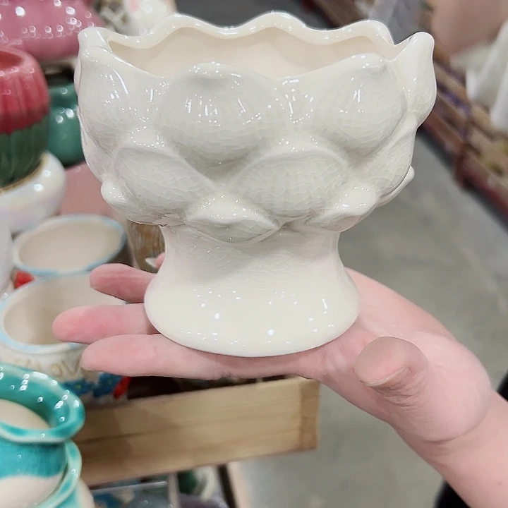 有孔.凑满10元发货多肉陶瓷花盆！