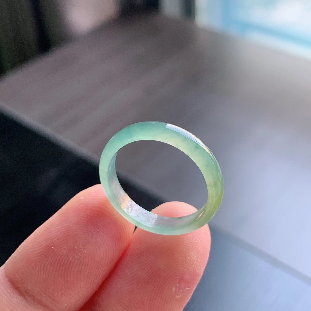 天然A货翡翠 冰种21号冰黄翡男女戒指指环素圈戒圈尾戒D32