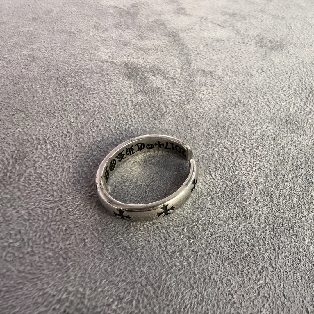 铜合金戒指 F087银色复古做旧窄款克克戒指