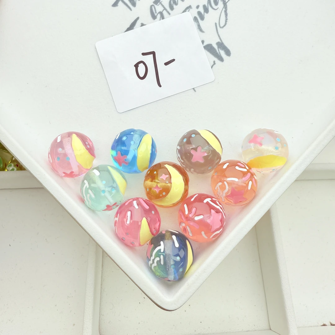 韩国胶定制款07 卡16星月烟花珠通孔 DIY手工配件