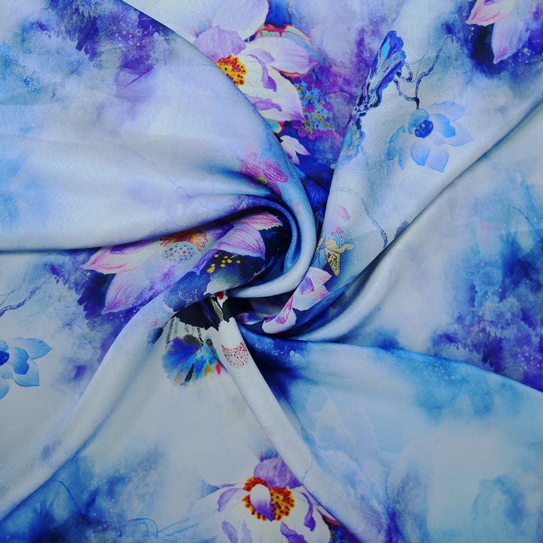 【荷花牡丹】真丝桑蚕丝丝绸 国风汉服旗袍面料 不支持七天无理由