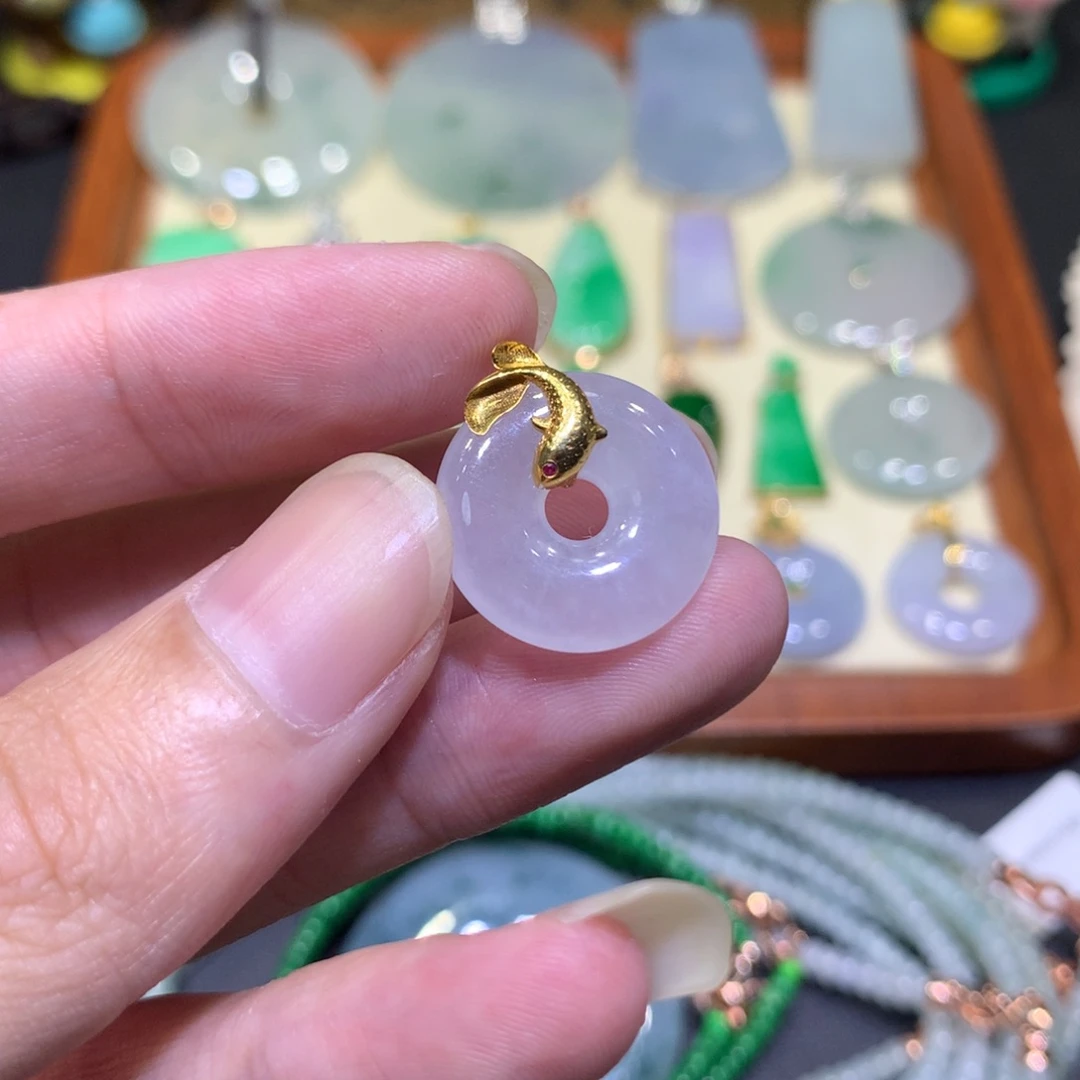 翡翠18K金镶嵌吊坠(不含链)