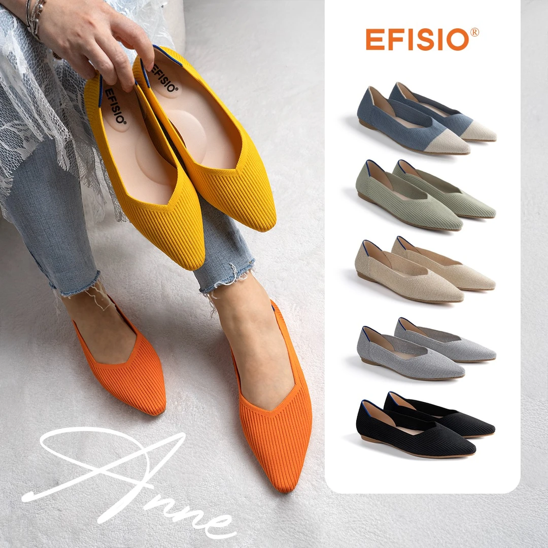 EFISIO安妮Anne休闲飞织网布浅口单鞋2025夏日新款