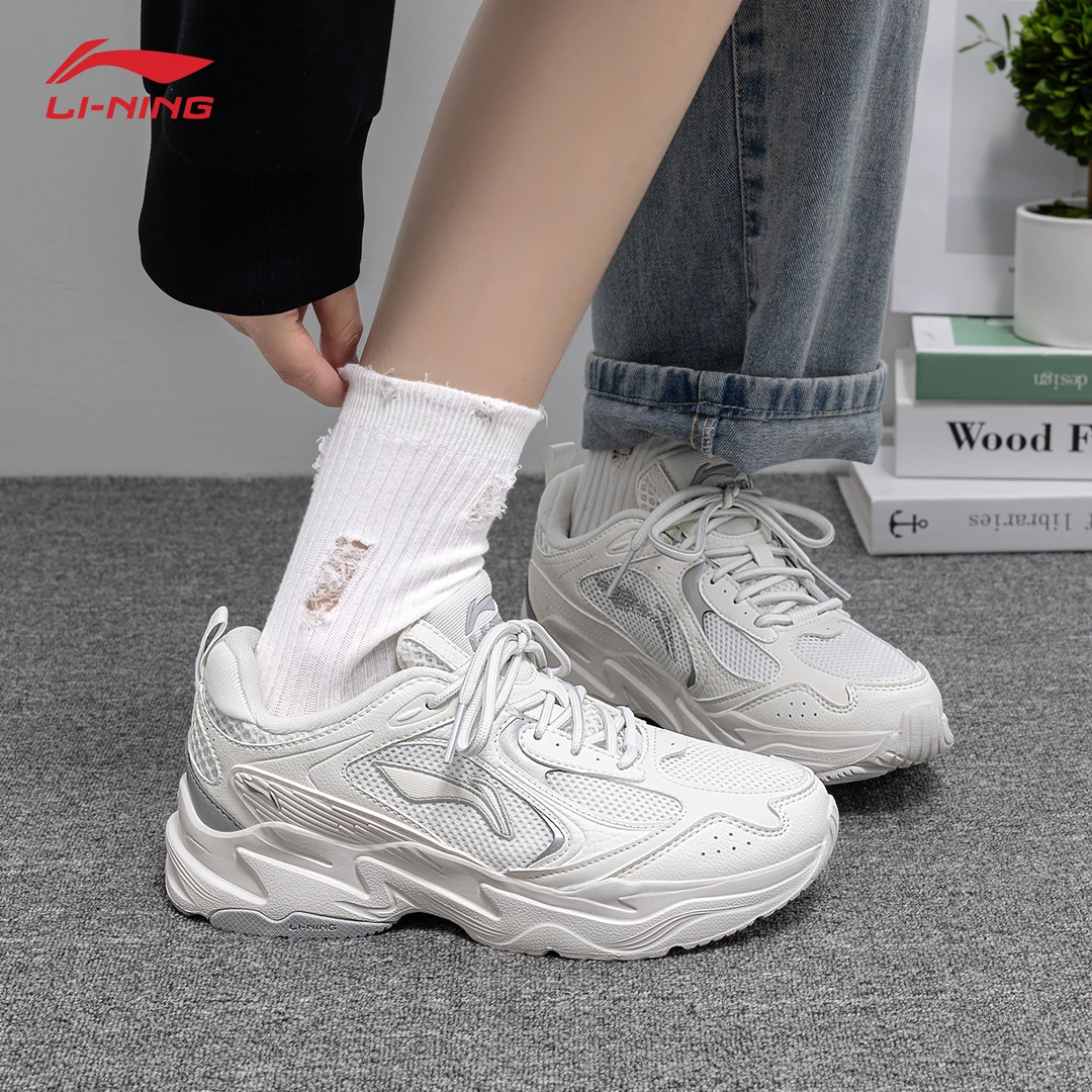 李宁老爹鞋女鞋2025春季低帮网面透气轻便潮鞋厚底增高百搭休闲鞋