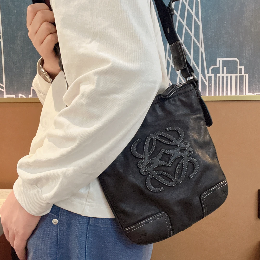 95新 LOEWE/罗意威 【涛】 稀有面单肩斜挎相机包