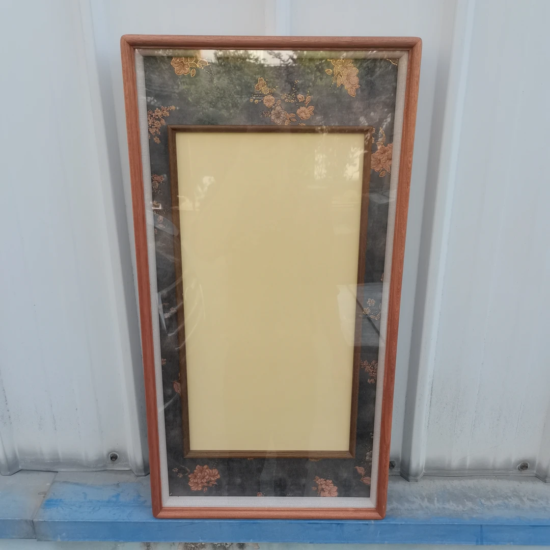 真丝苏绣釉青锦——65x33乌檀木榫卯框中框【24x46】