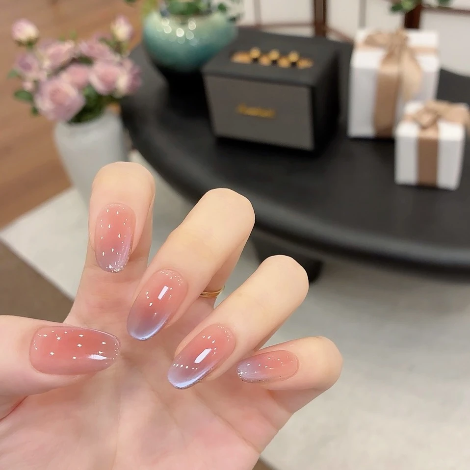 茉哉现货【紫月光】纯手工定制美甲拆卸穿戴甲P0019