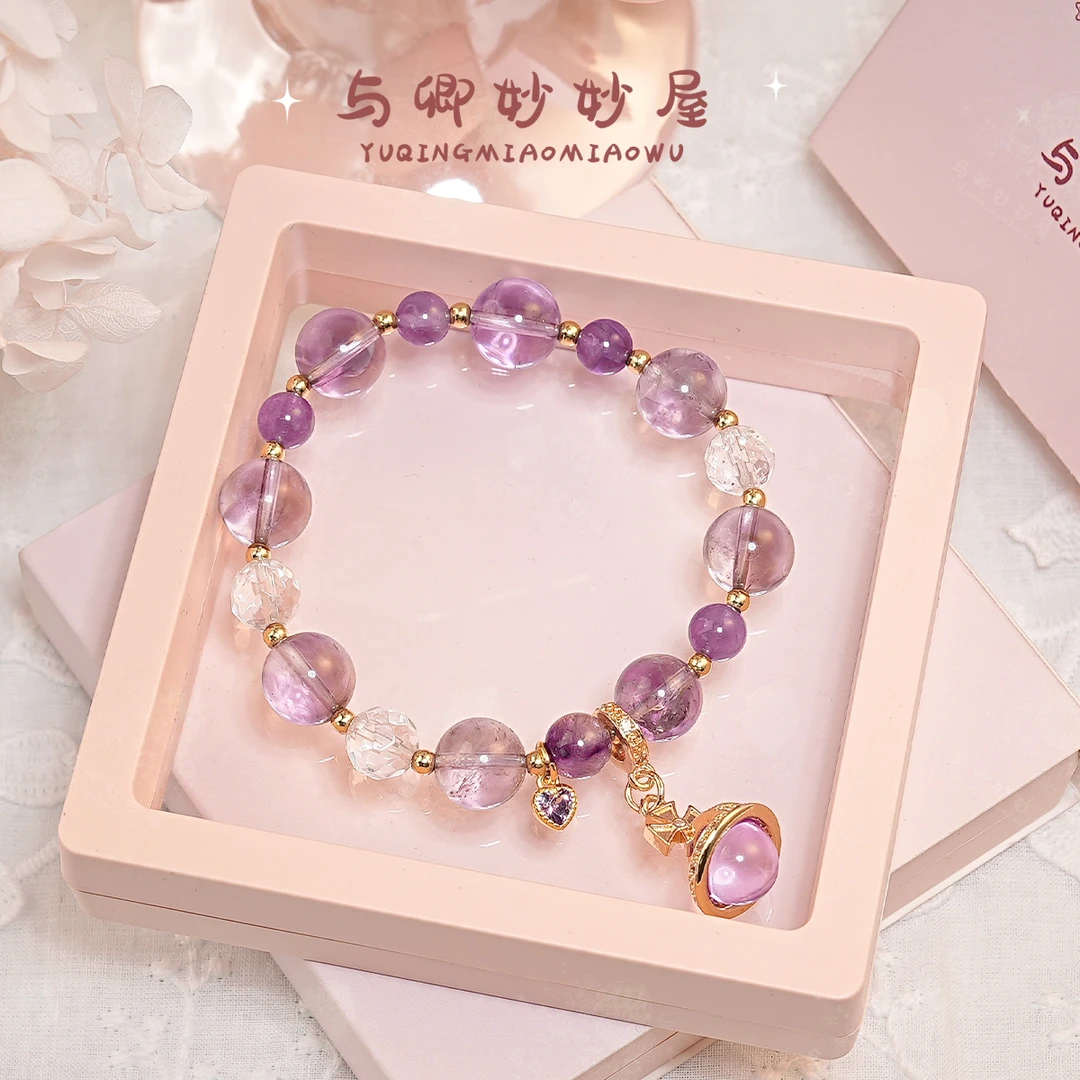 【紫薇星桓】与卿 10m紫塔晶 8m白水刻面 6m紫水晶 合金配件