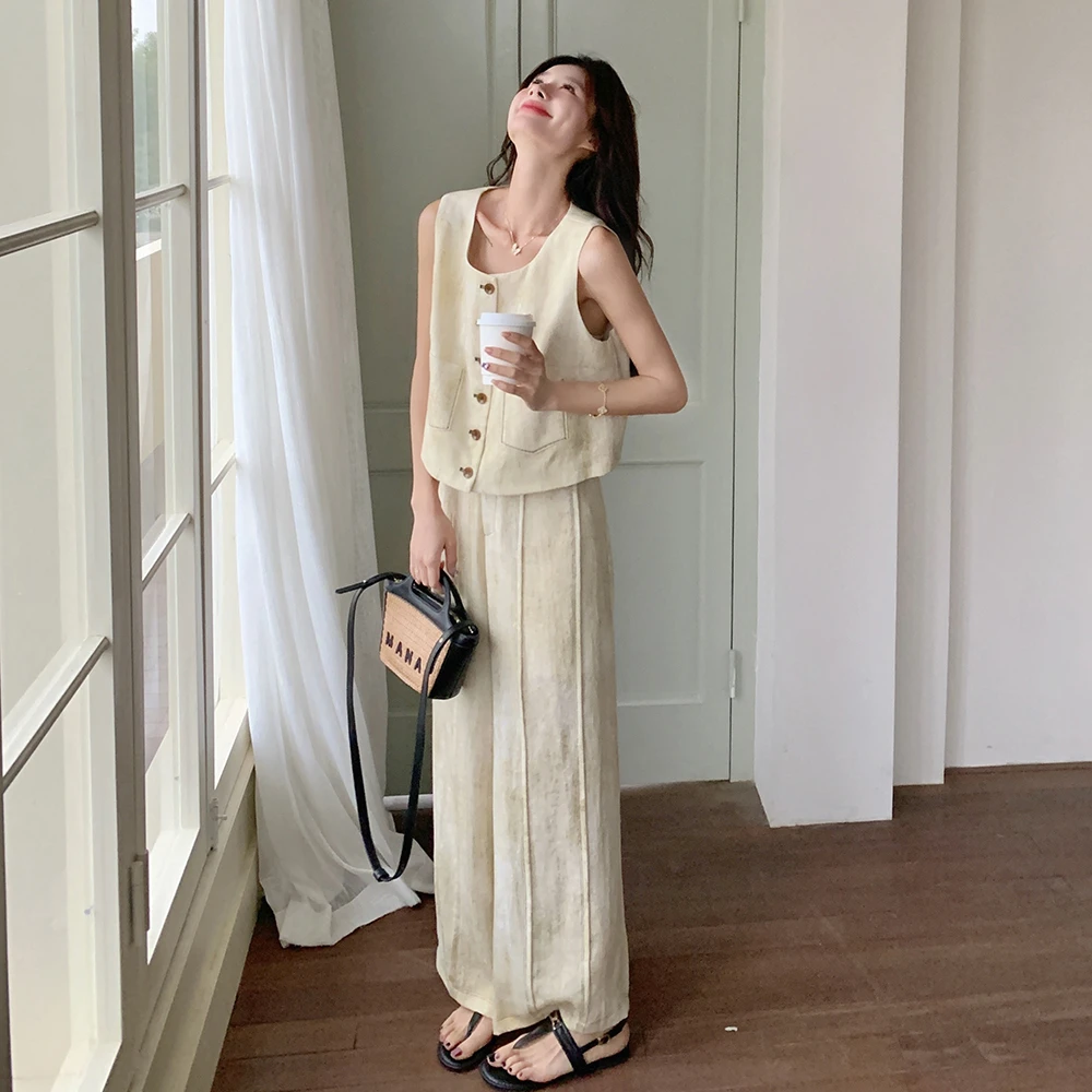 韩系高级感简约气质背心套装女2025夏季新款今年流行轻熟风两件套