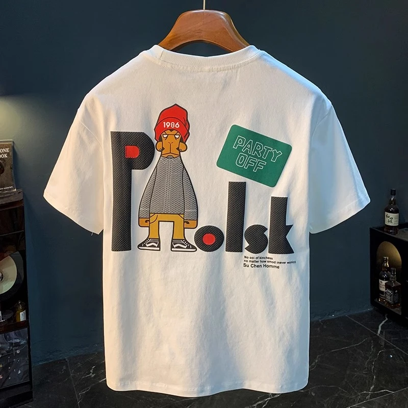 Cebrodz潮牌短袖T恤男印花半袖宽松体恤新疆棉舒适百搭潮流五分袖