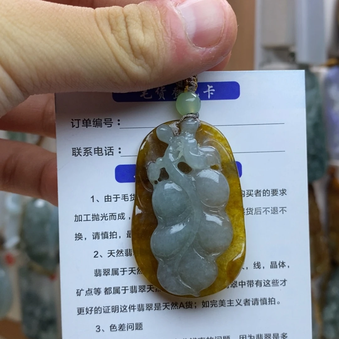 翡翠未镶嵌颈饰富贵叶