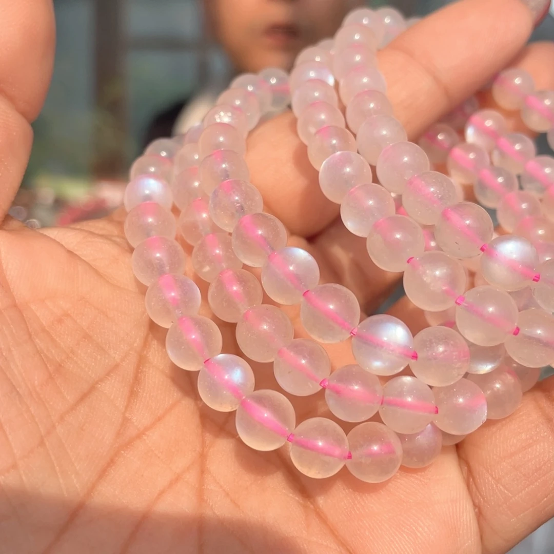 水晶手串未镶嵌7mm粉蓝月光手串多样性发其一