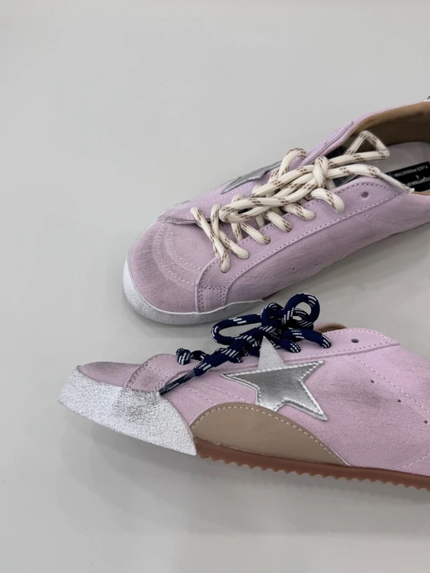 LOOK手工鞋粉色牛皮星星鞋百搭女鞋防滑低帮内增高休闲板鞋女款