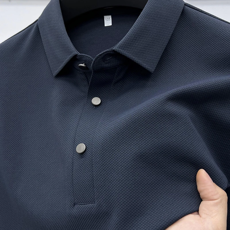 Zero Degree North高档桑蚕丝短袖T恤男夏季商务清凉感纯色POLO衫