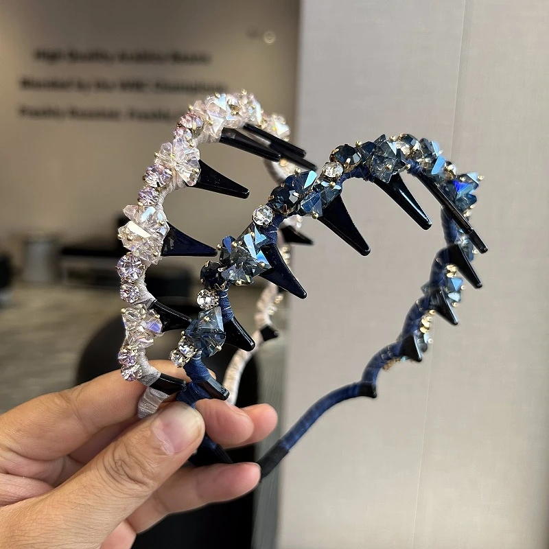 韩系轻奢水晶发箍高级感发梳带齿碎发头箍百搭洗脸发卡头饰女发饰