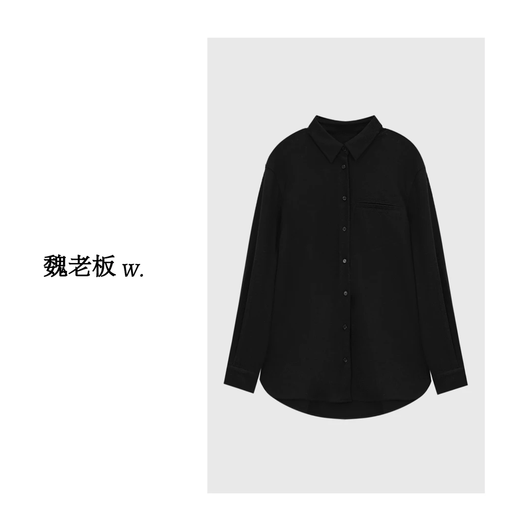 W.Diva【画心】春季绵羊毛假口袋排扣设计休闲百搭款衬衫3SDMW0080