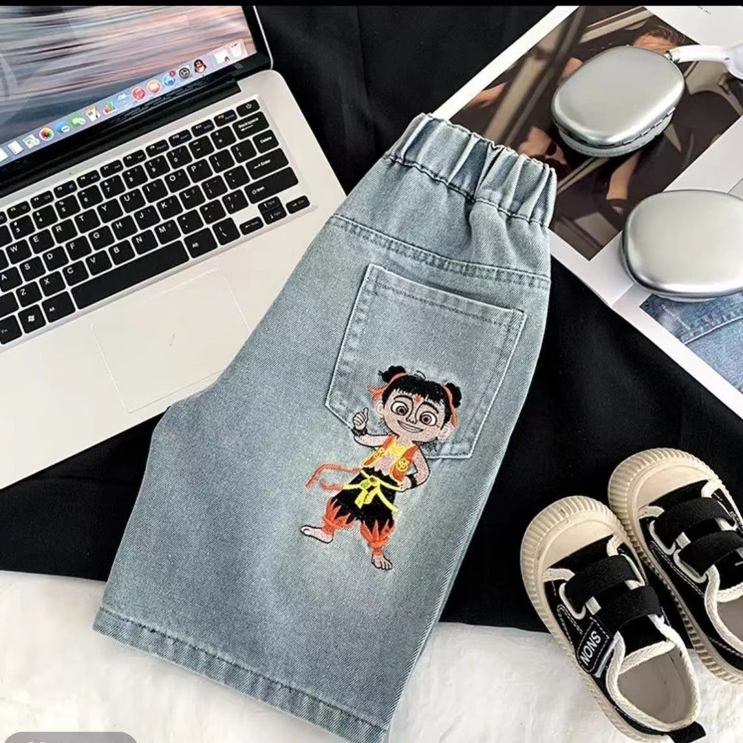 童装男童中裤2025新款大童酷帅男孩薄款宽松短裤夏装儿童哪吒裤子