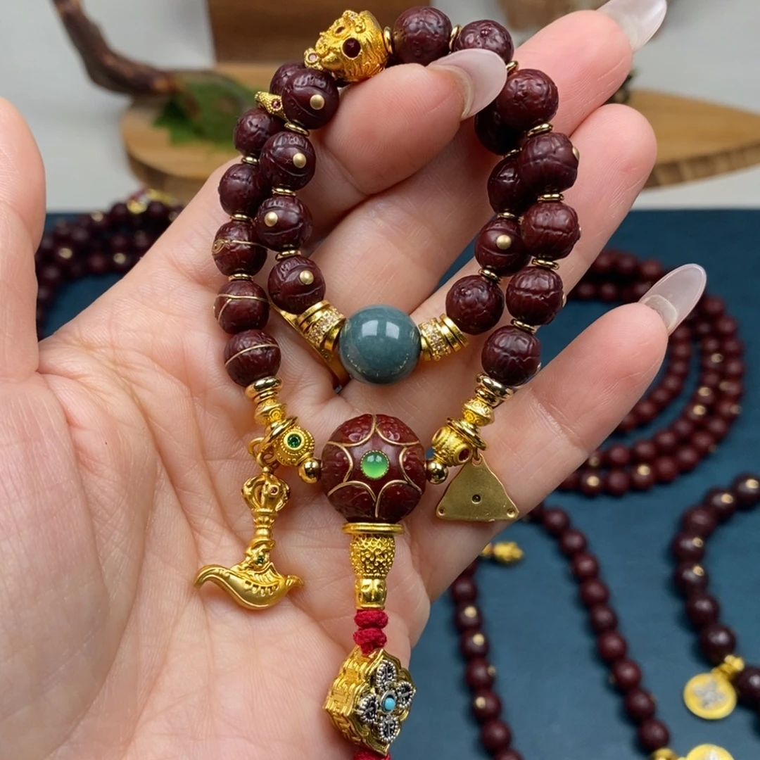 手串凤眼菩提手持金钉满配绿8.3