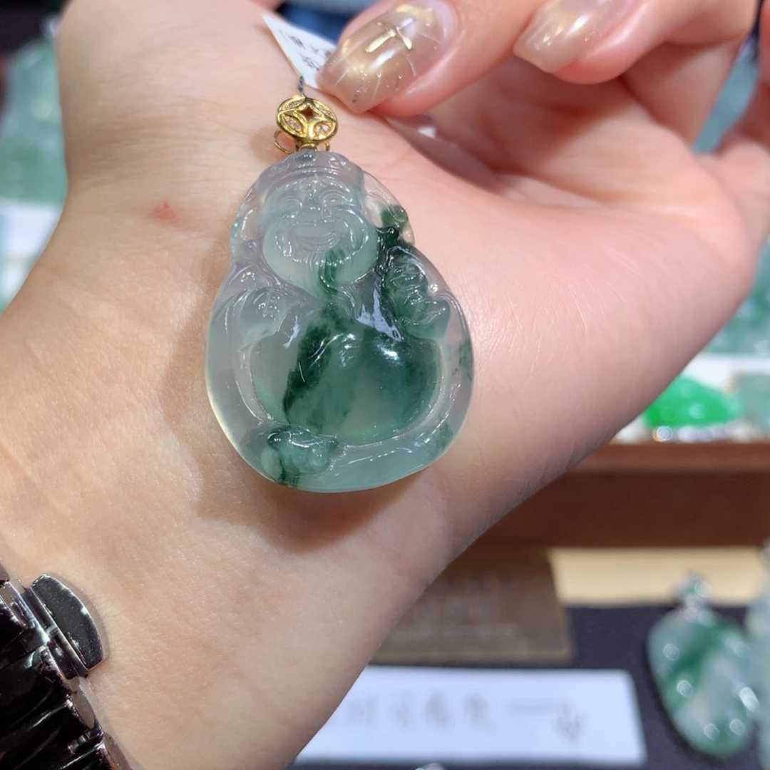 吊坠(不含链)18K金镶嵌翡翠