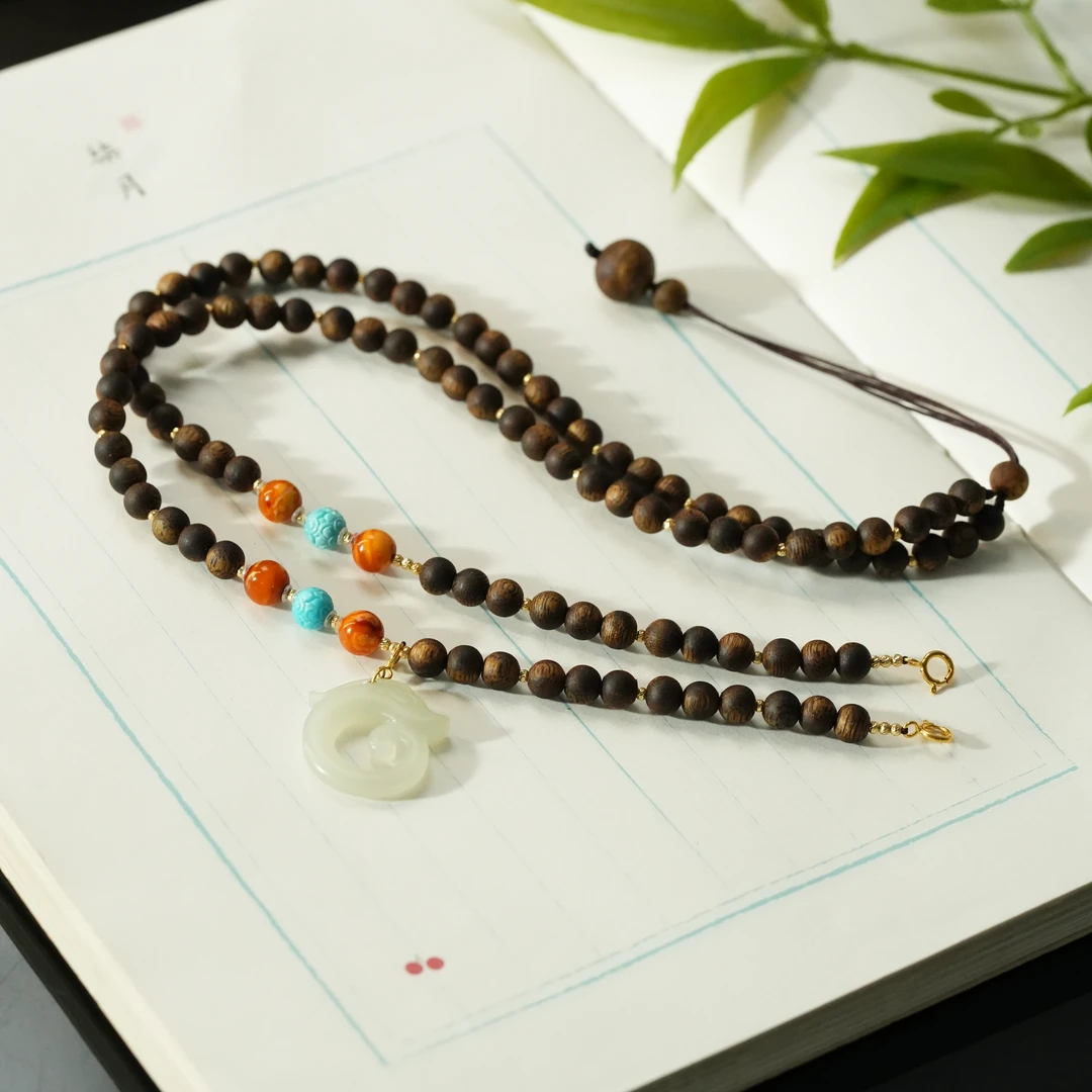 沉香【东方十八岁】【半树棠】沉香18K设计款项链锁骨链多样性发其一