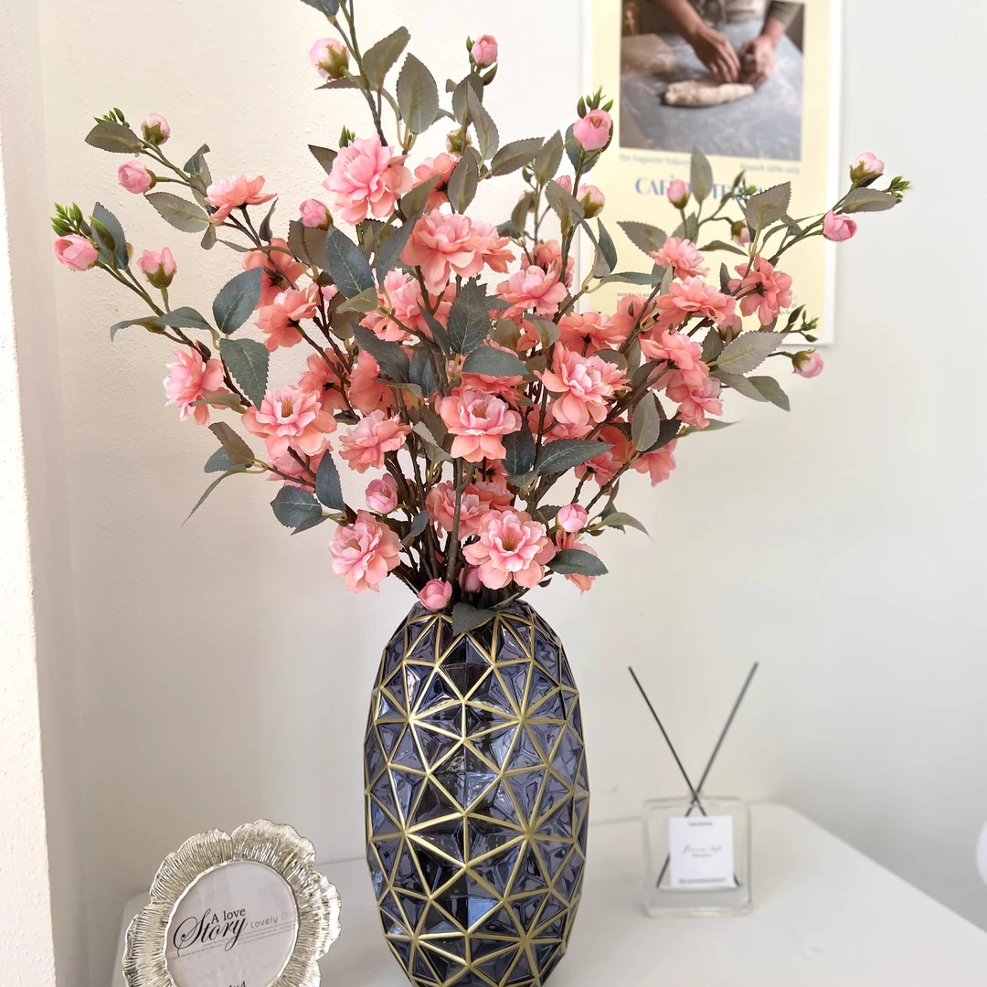 山茶花仿真花高档假花摆设客厅餐桌花艺摆件樱花绢花插玄关电视剧