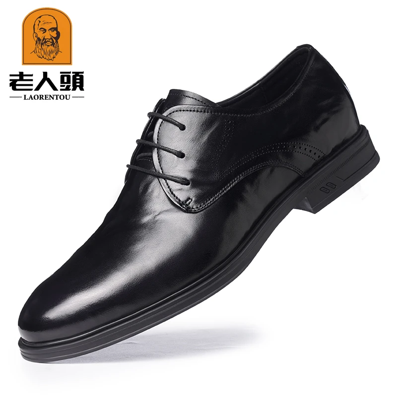 老人头皮鞋男秋季商务鞋子正装皮鞋牛皮男士正装鞋英伦男鞋25009