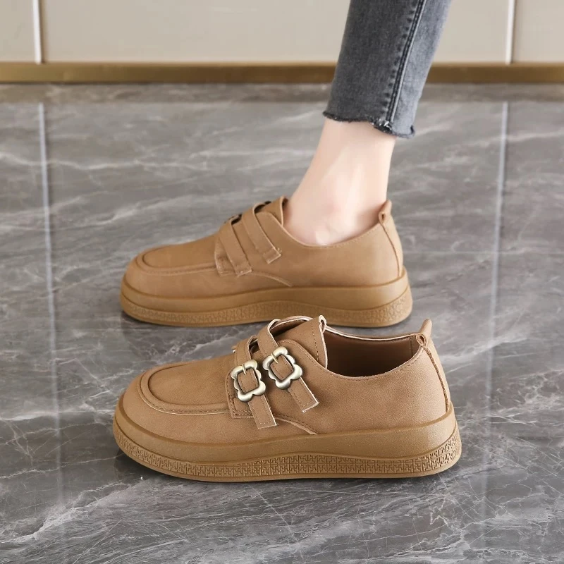 25年秋冬新款真皮乐福鞋通用休闲单鞋厚底时尚百搭A-261