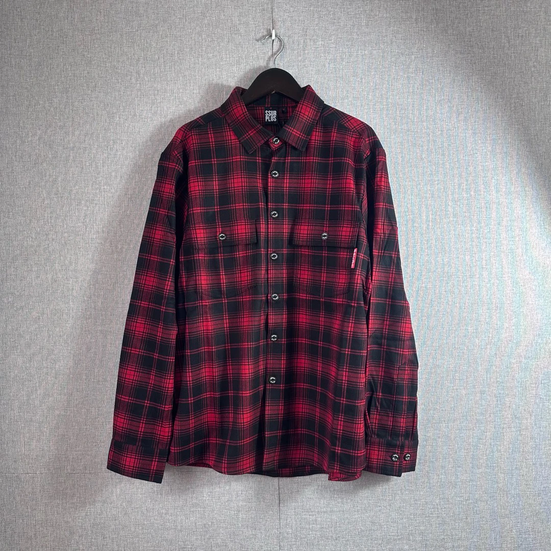 SSUR 格纹长袖衬衫 红色 LS0303