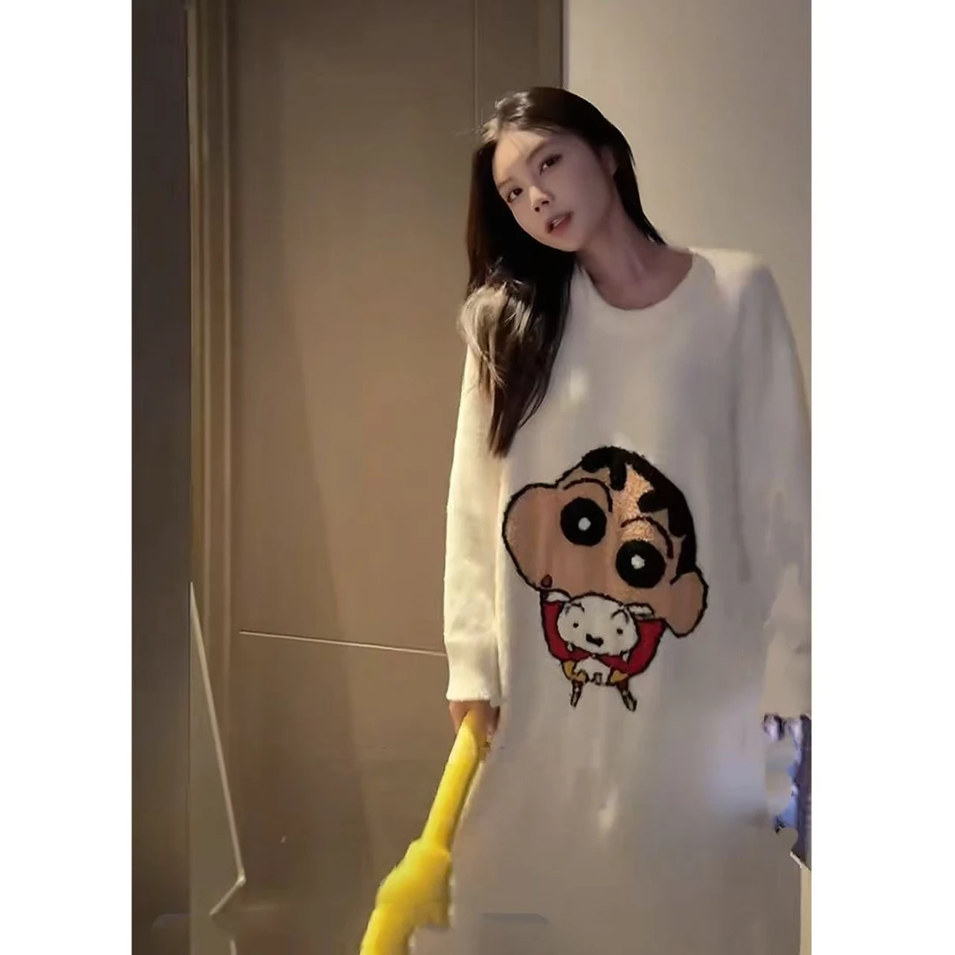 徐秋阳 小新睡裙  百搭时尚休闲设计感显白舒适软糯睡裙毛衣388#