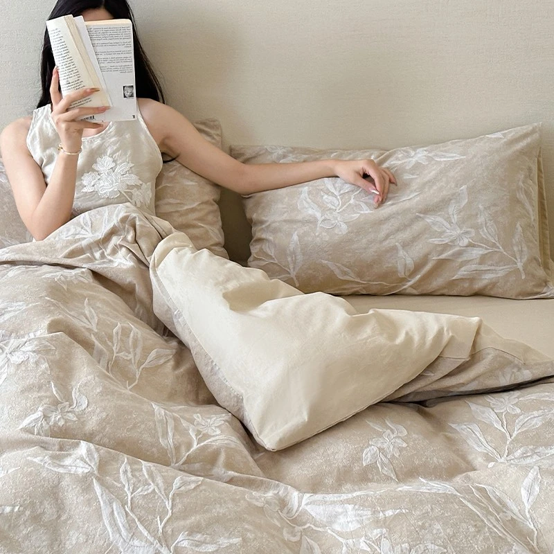 复古色织提花丨柔软裸睡四件套纯棉全棉高级感床单被套简约风床品