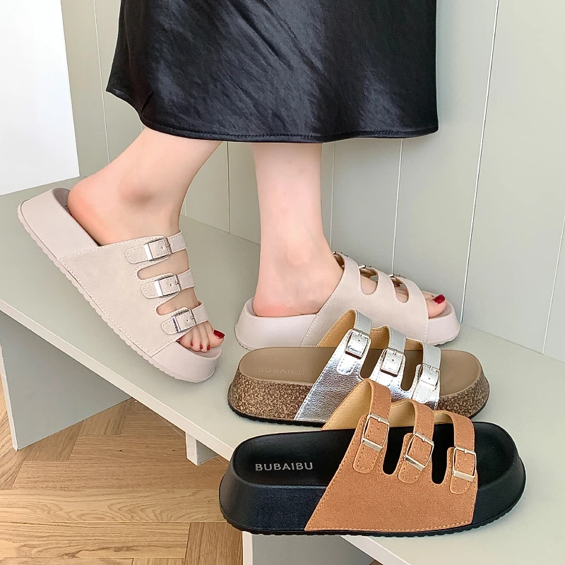 2025年新款夏季爆款8832三扣厚底外穿网红女拖鞋百搭拖鞋